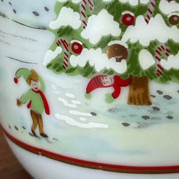 Otagiri Snowy Christmas Scene Porcelain Mug | Tree Horse-Drawn Buggy Dogs Japan - Picture 7 of 11